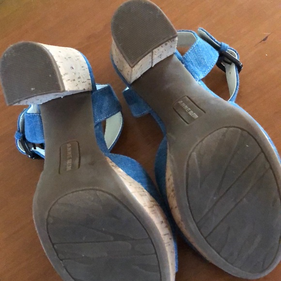 Anne Klein Denim and Cork Platform Sandals - Picture 6 of 6